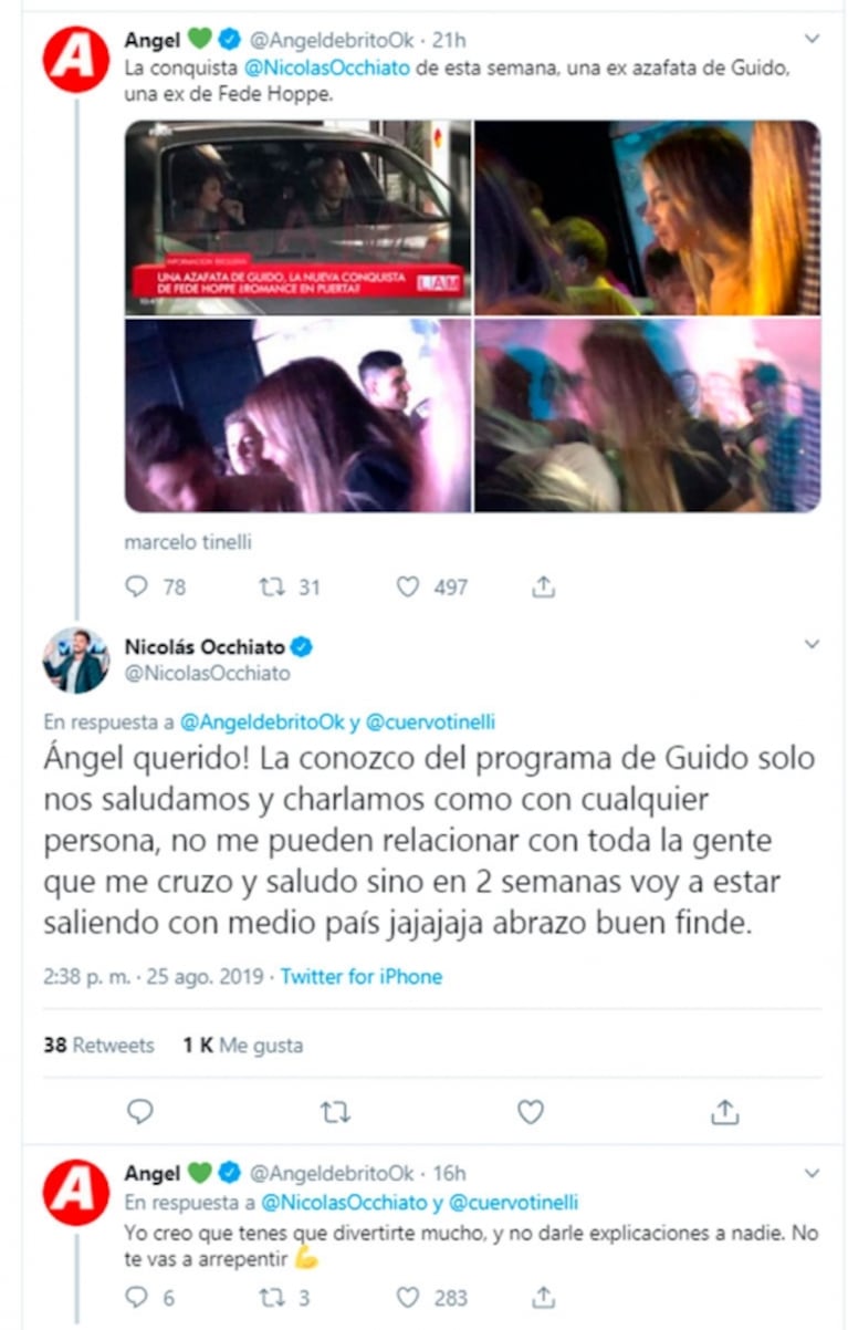 Nico Occhiato y sus fotos cerca de una ex de Hoppe: "No me pueden relacionar con toda la gente que me cruzo"