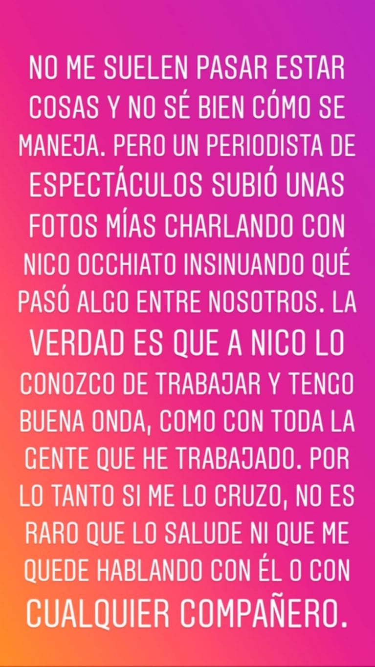 Nico Occhiato y sus fotos cerca de una ex de Hoppe: "No me pueden relacionar con toda la gente que me cruzo"