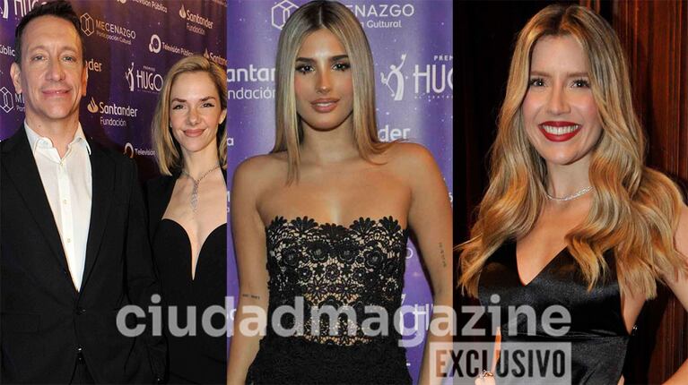 Nico Vázquez, Julieta Nair Calvo, Julieta Poggio y Laurita Fernández en los Premios Hugo (Foto: Movilpress).