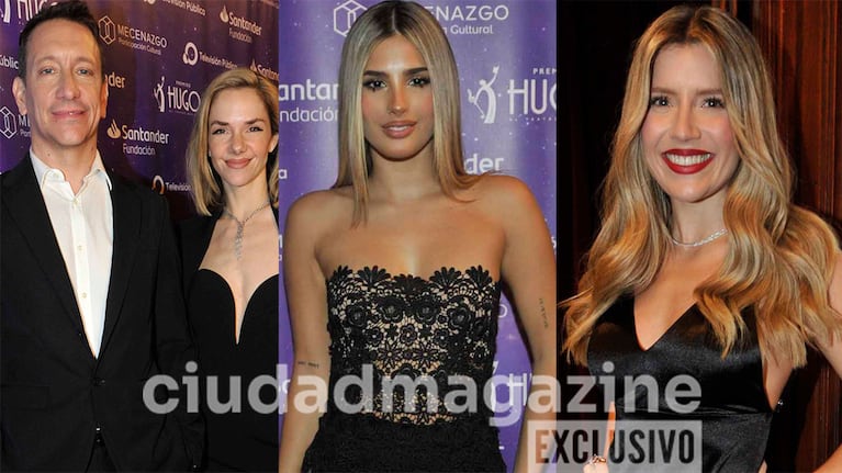Nico Vázquez, Julieta Nair Calvo, Julieta Poggio y Laurita Fernández en los Premios Hugo (Foto: Movilpress).