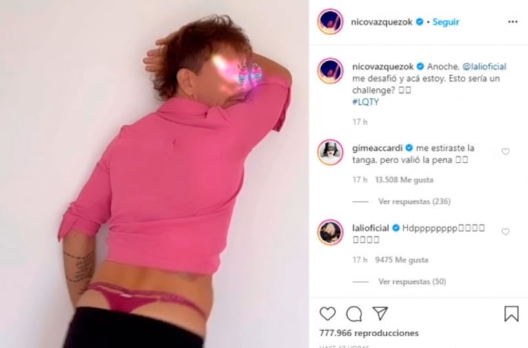 Nico Vázquez se puso una tanga de Accardi y bailó el nuevo y sensual clip de Lali: ¡la reacción de Gimena!