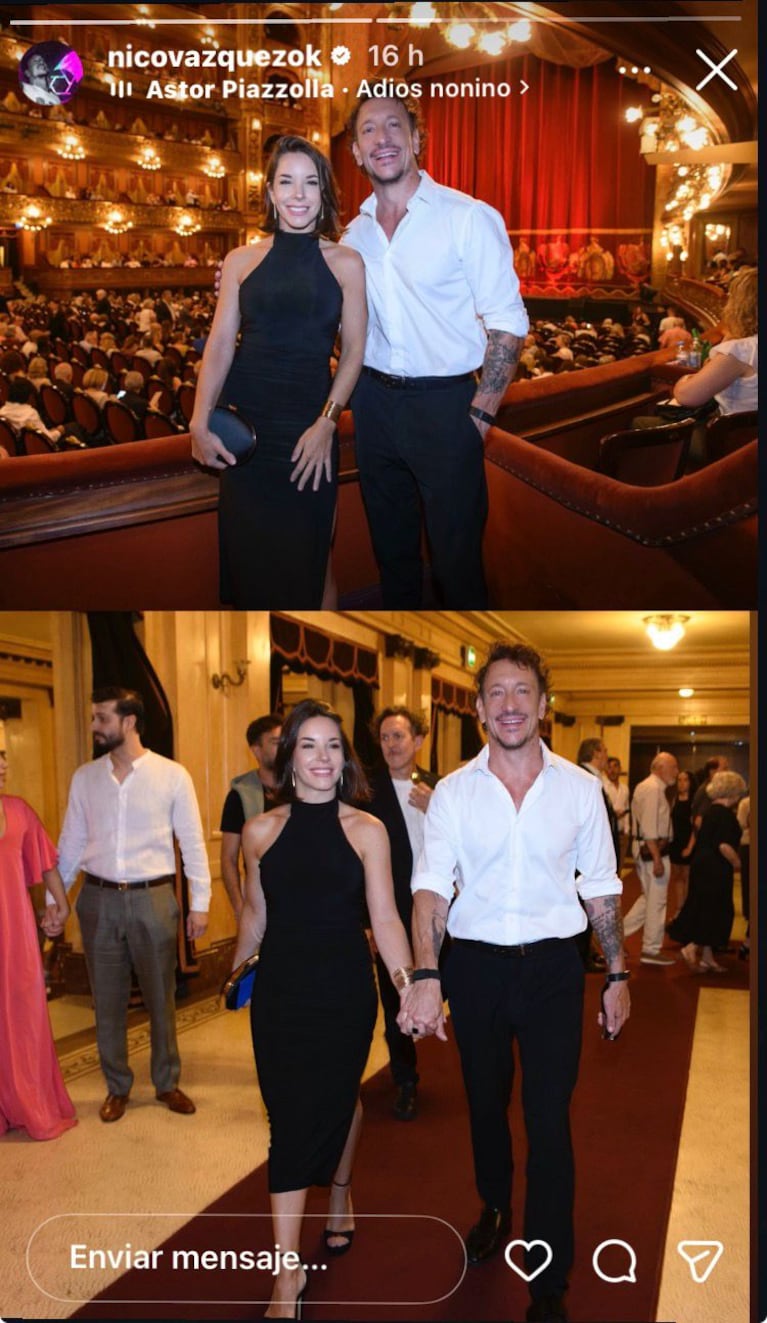 Nico Vázquez y Dai Fernández en el Teatro Colón (Foto: Instagram/@nicovazquezok).
