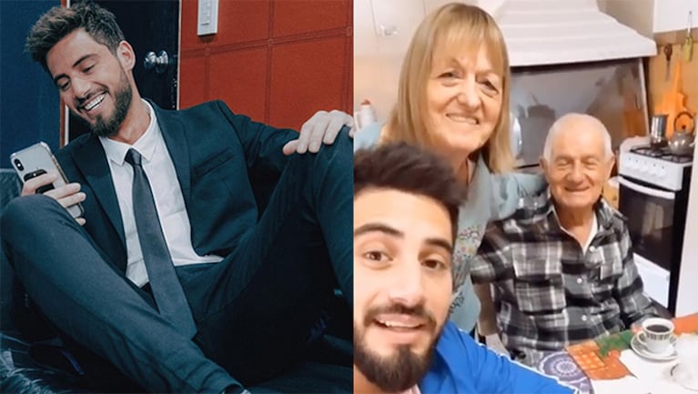 Nico y su primera selfie con los nonnos.