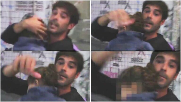 Nicolás Cabré agredió a un periodista a la salida del teatro (Fotos: Captura)