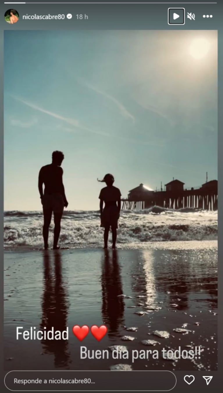 Nicolás Cabré compartió una dulce postal en la playa con Rufina: "Felicidad"