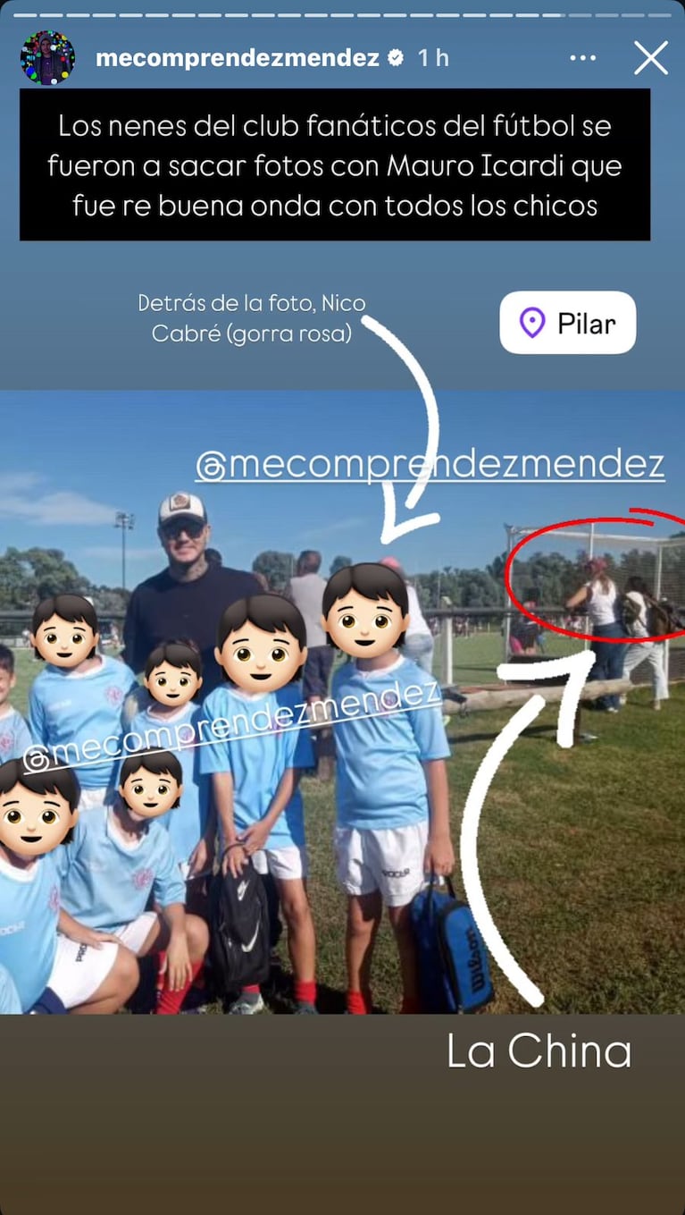 Nicolás Cabré, Mauro Icardi y la China Suárez (Foto: Instagram/@mecomprendezmendez).