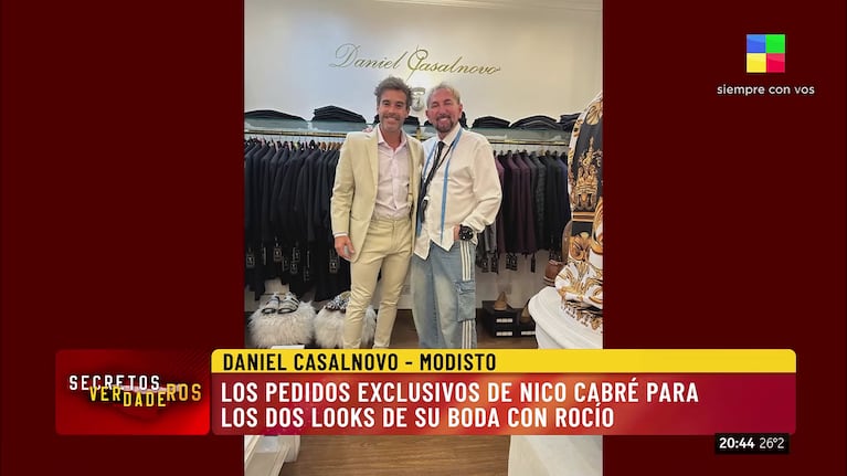 Nicolás Cabré, vestido por Daniel Casalnovo en su boda con Rocío Pardo (Foto: captura de América).