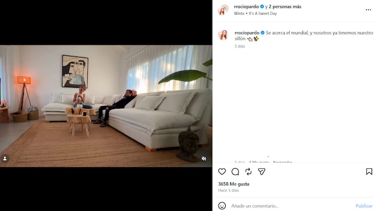 Nicolás Cabré y Rocío Pardo mostraron el increíble living donde verán el Mundial.