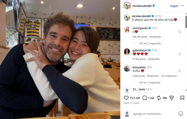 Nicolás Cabré y Rufina se reencontraron