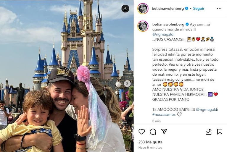 Nicolás Magaldi le pidió matrimonio a su esposa en Disney.