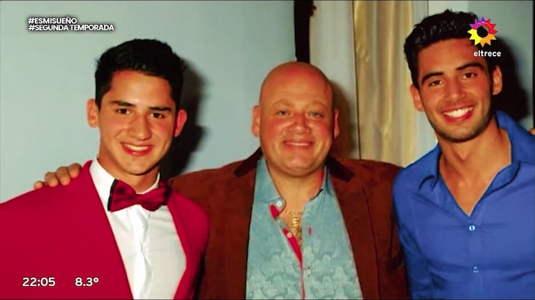 Nicolás Occhiato con su papá y su hermano (Foto: captuta de eltrece).