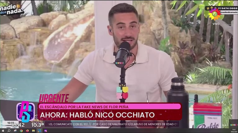 Nicolás Occhiato habló en Luzu TV sobre el escándalo con Flor Peña y la familia Messi (Foto: captura de Luzu TV y eltrece).