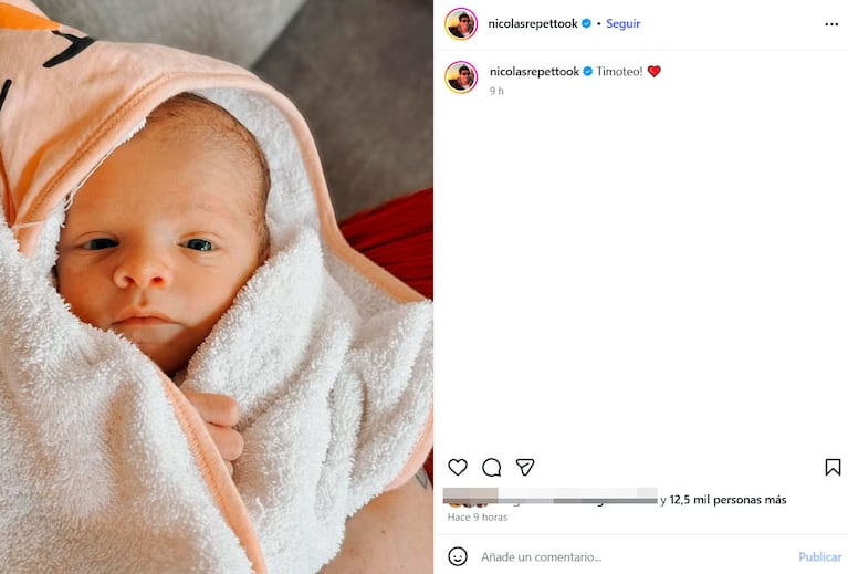 Nicolás Repetto mostró el rostro de su nieto Timoteo en primer plano