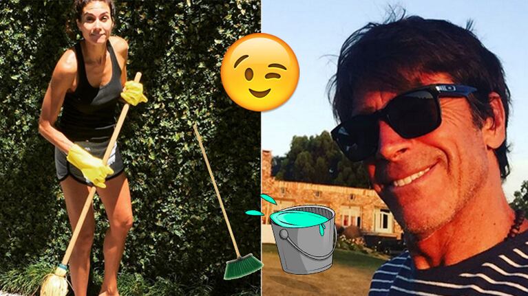 Nicolás Repetto publicó una foto de Florencia Raggi limpiando con un look de entrecasa muy relajado
