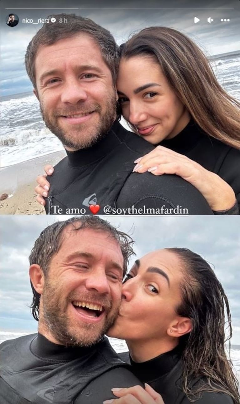 Nicolás Riera y Thelma Fardin confirmaron su sorpresivo romance con una romántica foto: "Te amo"