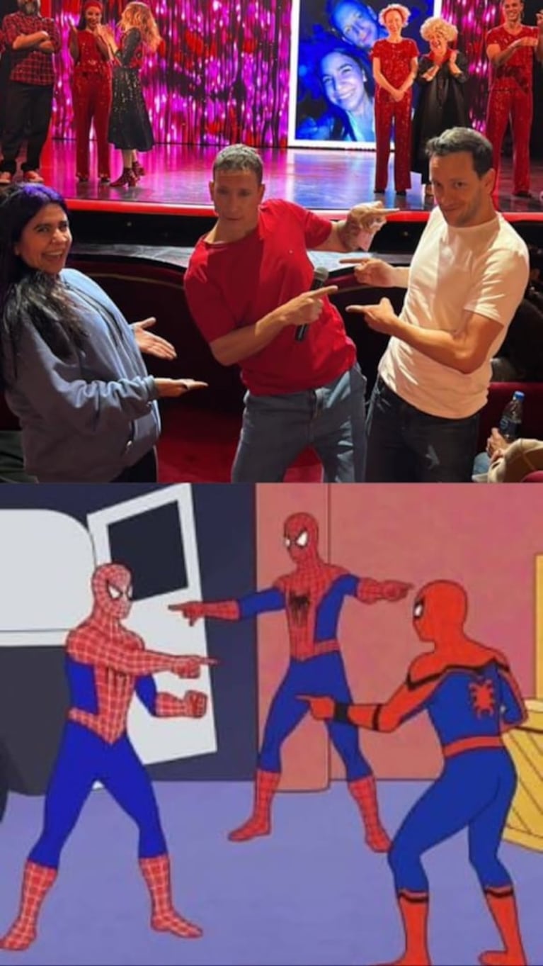 Nicolás Vázquez invitó a ver Tootsie a su "gemelo" y juntos recrearon el meme de Spider-Man