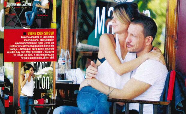 Nicolás Vázquez y Gimena Accardi, muy enamorados (Foto: revista Paparazzi / Movilpress)