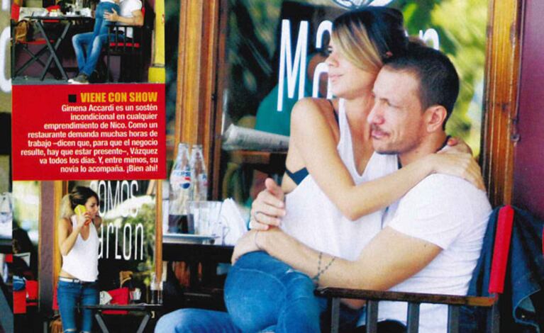 Nicolás Vázquez y Gimena Accardi, muy enamorados (Foto: revista Paparazzi / Movilpress)