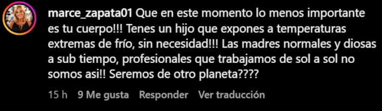 Nicole fue criticada en Instagram.