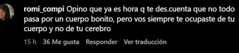 Nicole fue criticada en Instagram.