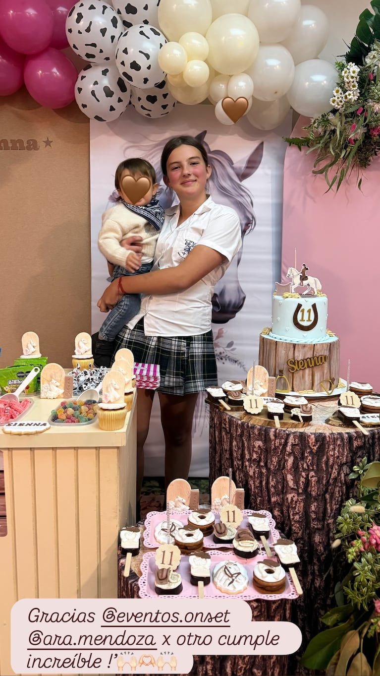 Nicole Neumann celebró el cumpleaños de Sienna con una fiesta temática de caballos y un emotivo mensaje. CRÉDITO: Instagram/@nikitaneumannoficial