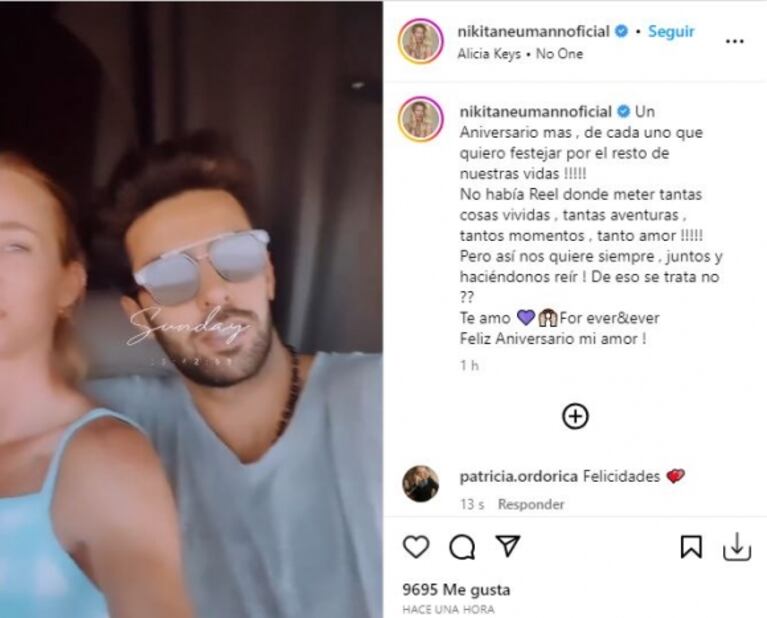 Nicole Neumann celebró un nuevo aniversario de amor con Manu Urcera: el video