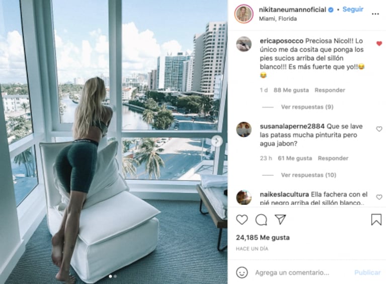 Nicole Neumann compartió una foto que desató una catarata de críticas: "Lavate los pies" 