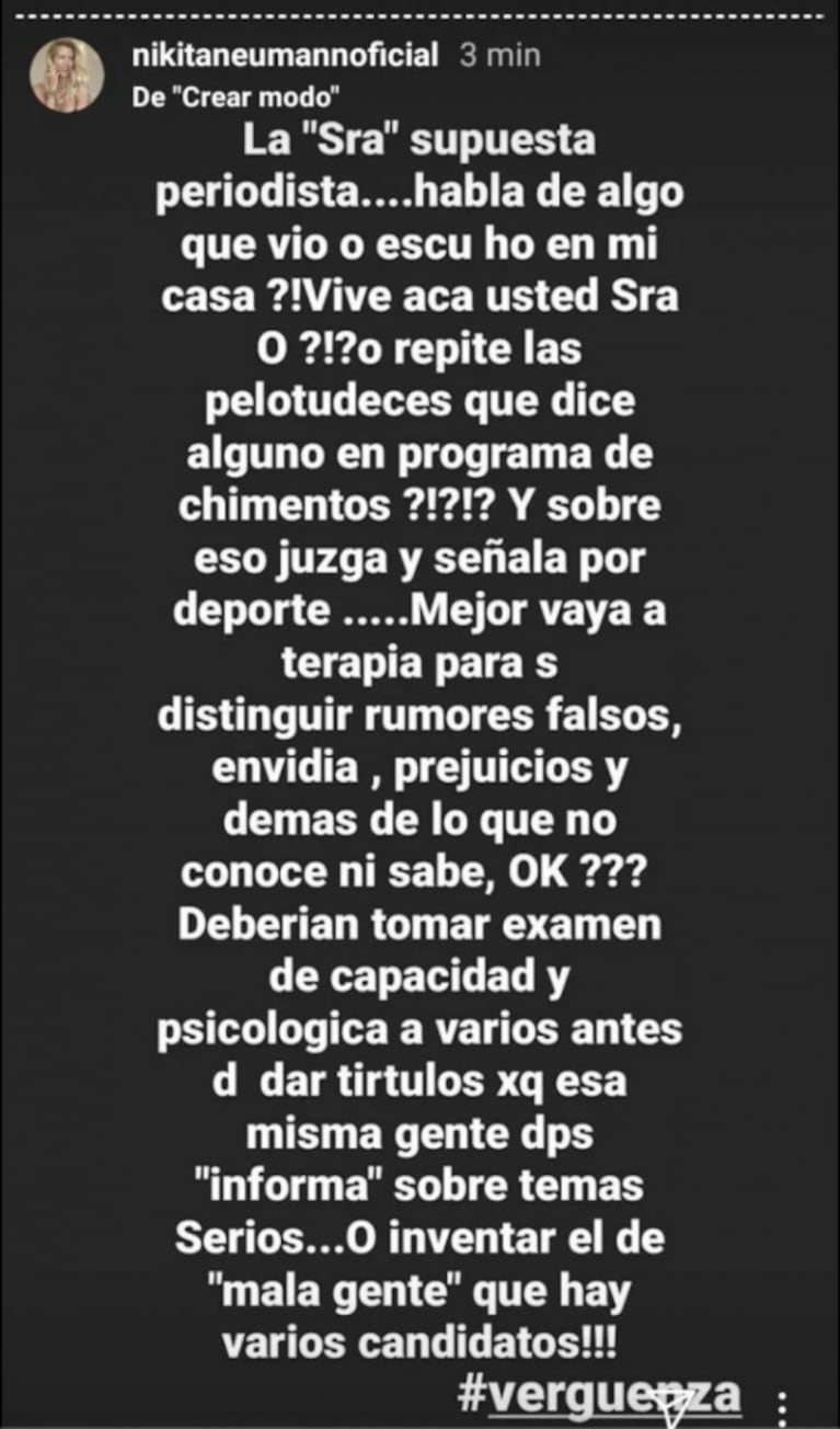Nicole Neumann, contra María O'Donnell tras criticarla por su empleada doméstica: "Deberían tomarle examen de capacidad psicológica"