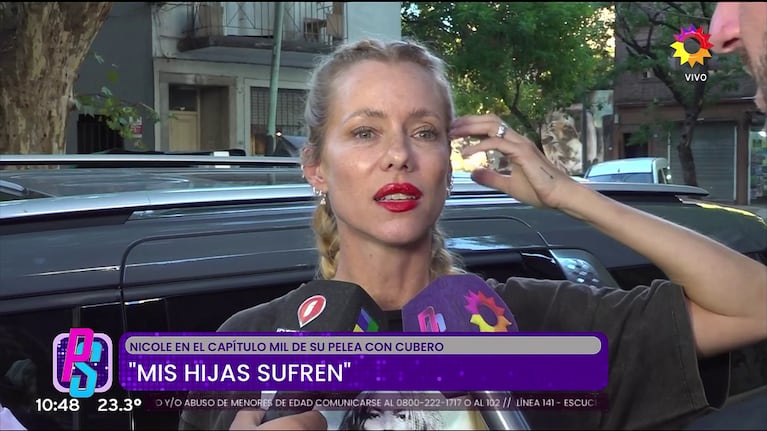 Nicole Neumann habló con la prensa sobre el escándalo por el 15 de su hija (Foto: captura de eltrece).