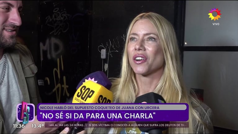 Nicole Neumann hanbló del ida y vuelta de Juana Viale y Manu Urcera en Almorzando con Juana (Foto: captura de eltrece)