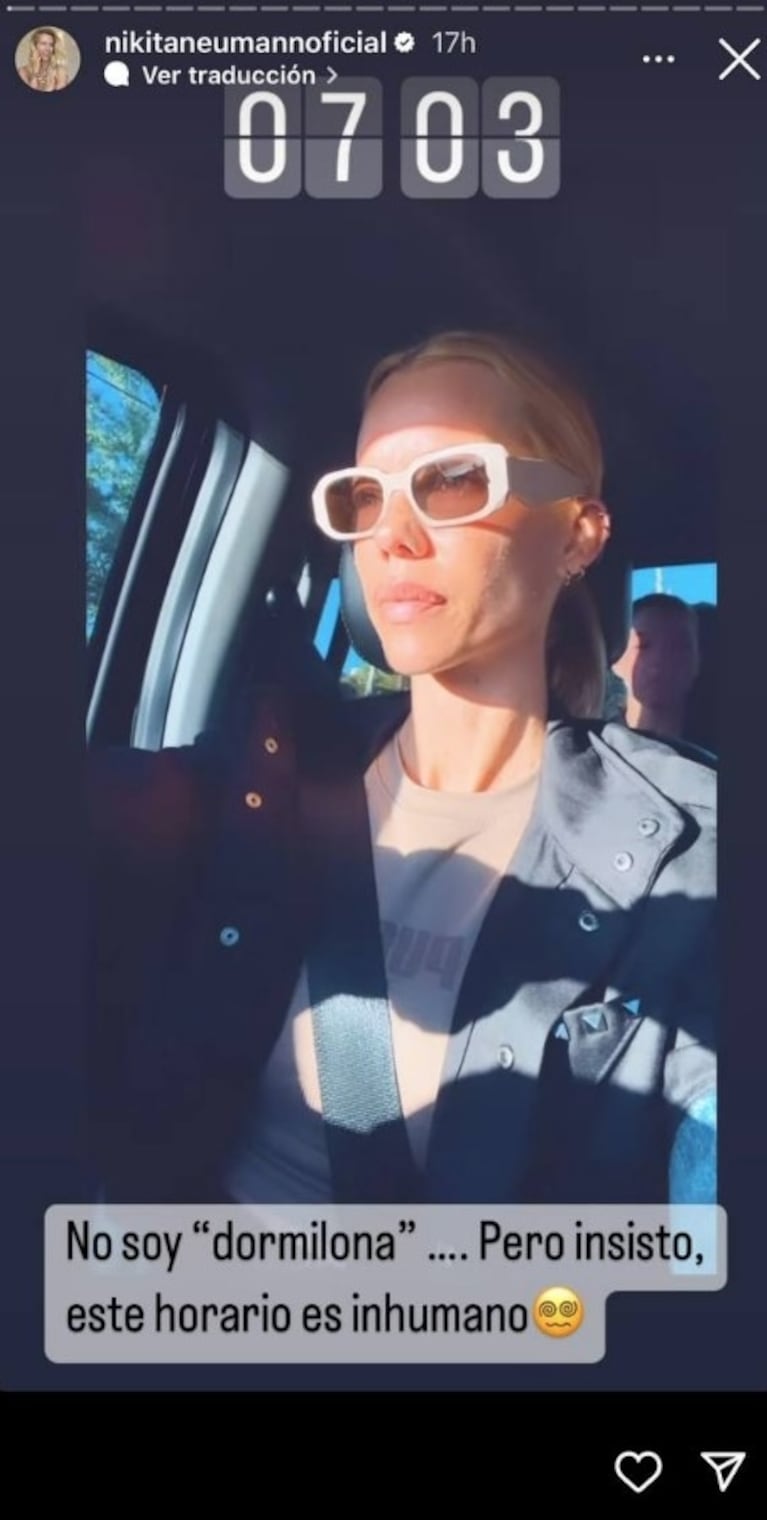 Nicole Neumann llevó a sus hijas al colegio y se quejó fastidiosa por el horario: "7 AM"