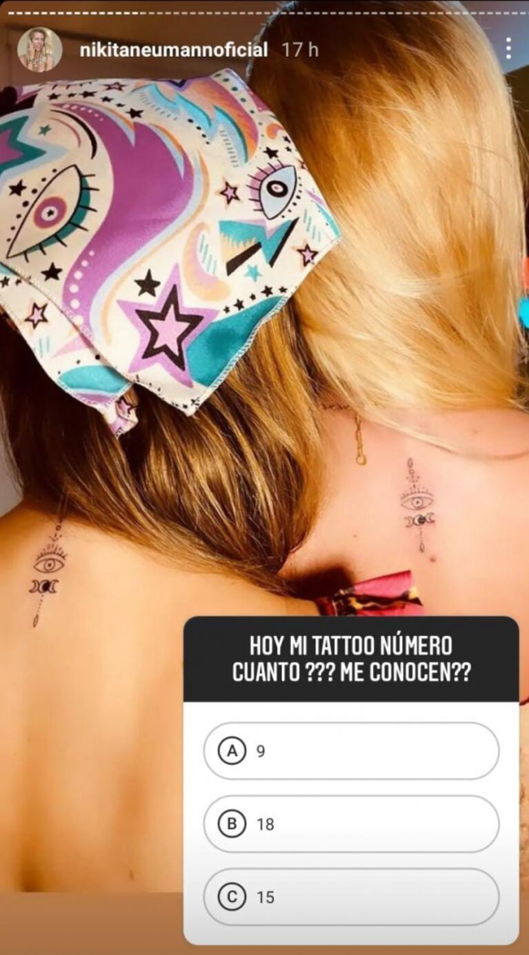 Nicole Neumann mostró el nuevo tatuaje que se hizo con una gran amiga: "Mi tattoo número cuánto"