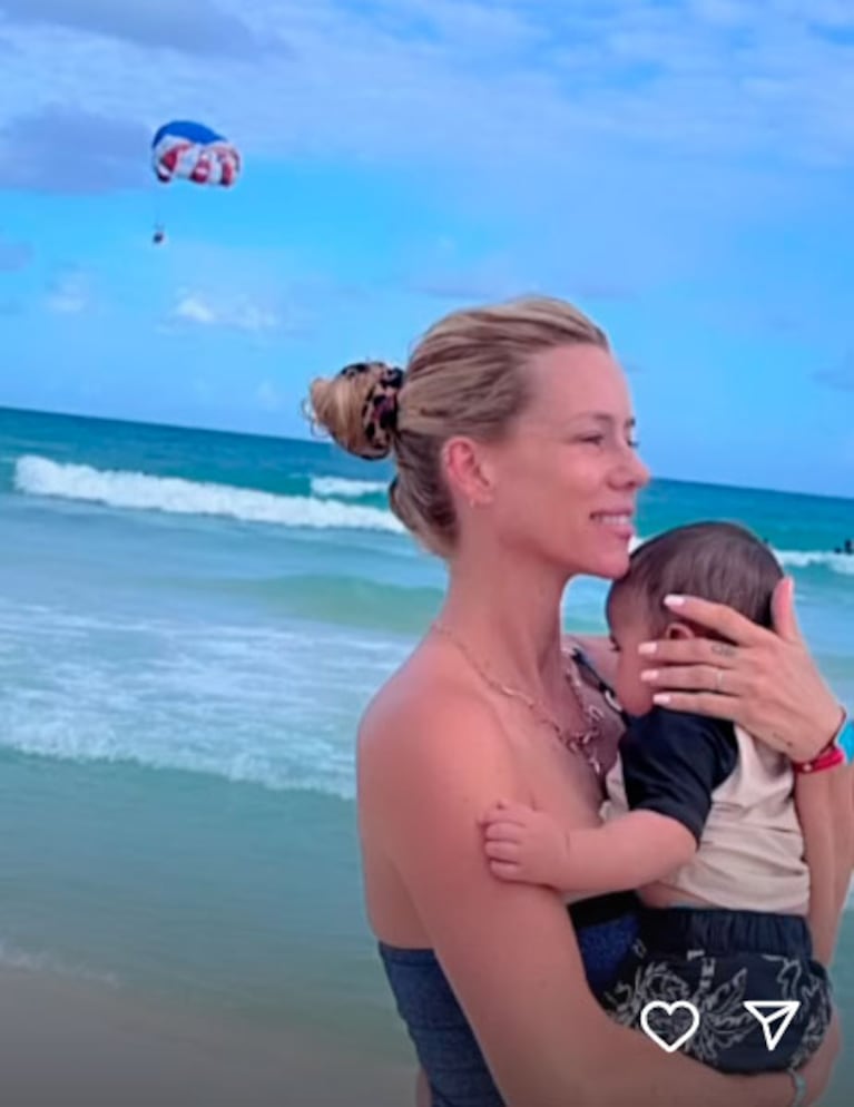 Nicole Neumann mostró por primera vez la cara de su hijo Cruz Urcera en sus vacaciones familiares