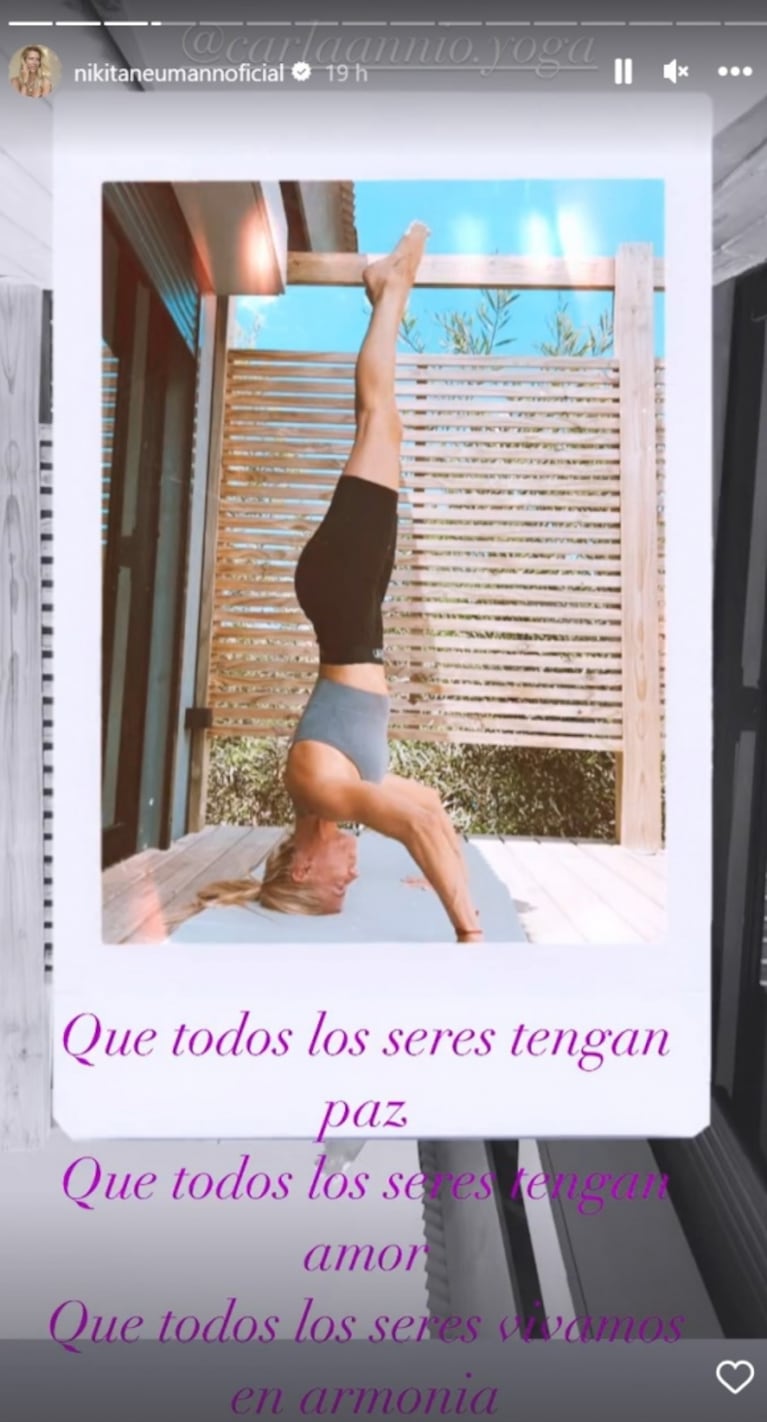 Nicole Neumann mostró su intensa rutina de yoga en Punta del Este: "Que todos los seres tengan paz"