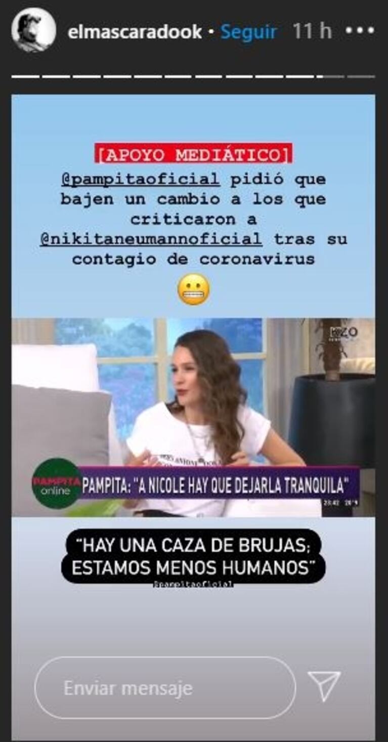 Nicole Neumann reaccionó al ver que Pampita la bancó tras contar que tiene Covid-19: republicó su defensa con aplausos