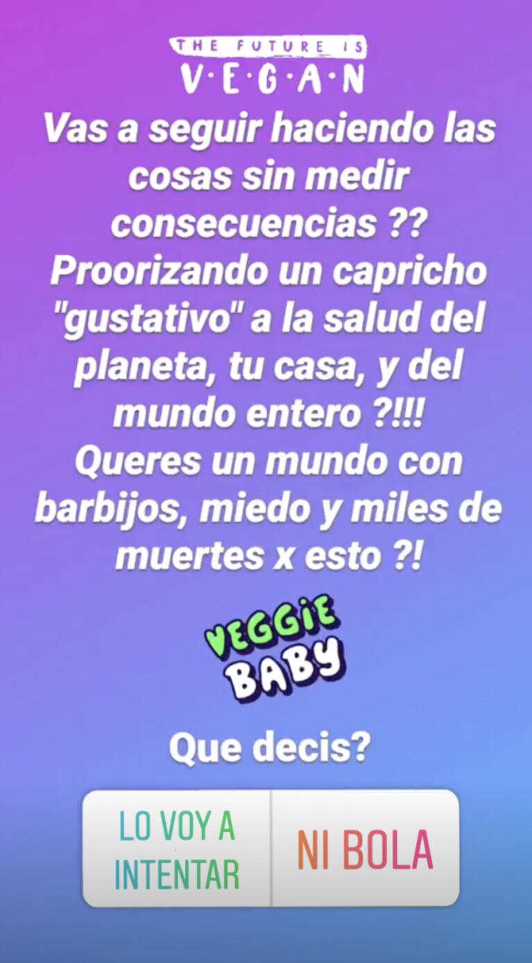 Nicole Neumann reivindicó el veganismo, tras un nuevo virus en cerdos: "¿Querés un mundo con miles de muertes?"