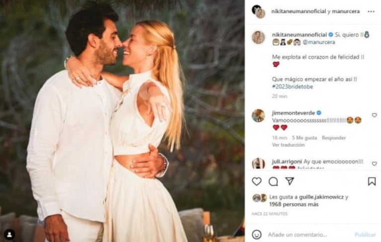 Nicole Neumann se comprometió con Manu Urcera, a un año y medio de su noviazgo: "Sí, quiero; me explota el corazón de felicidad"