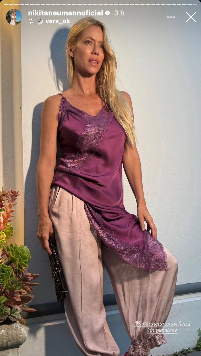 Nicole Neumann y su look lencero tendencia (Foto: Instagram/@nikitaneumannoficial).