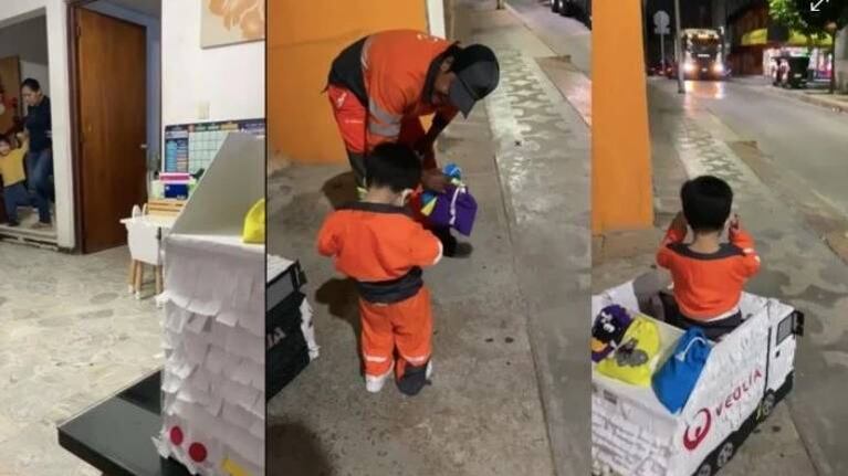 Niño mexicano se disfraza de recolector de basura para Halloween y enamora