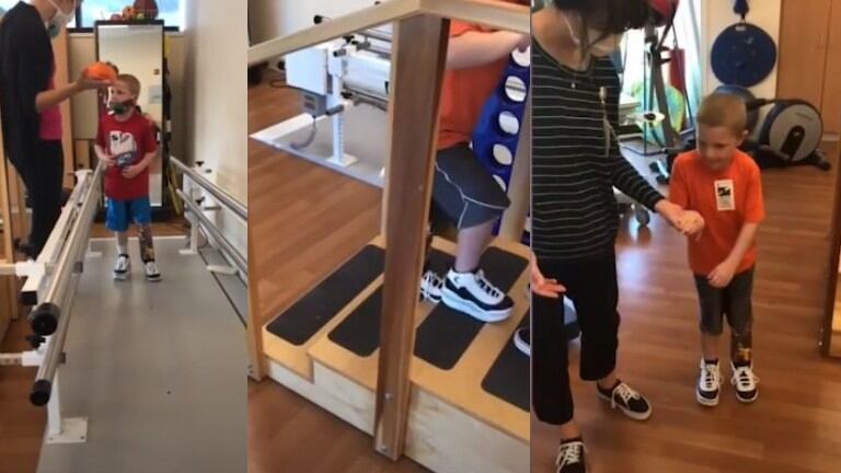 Niño vuelve a caminar después de que un accidente lo dejara con parte de una pierna amputada