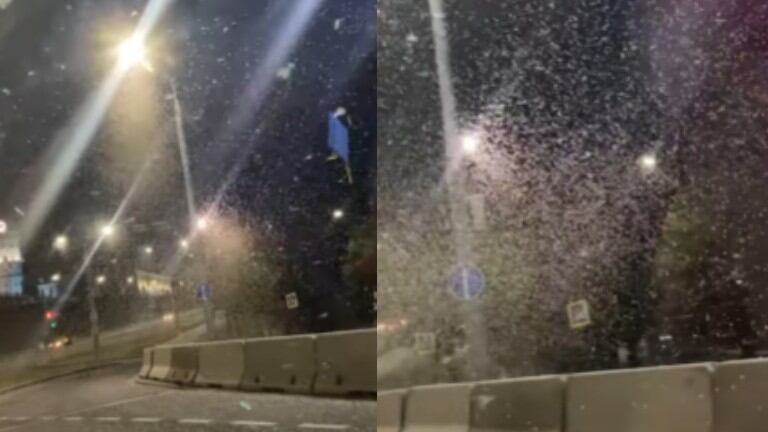 No es nieve, no es granizo, no es polen; son un montón de moscas de mayo volando por las calles de Bielorrusia