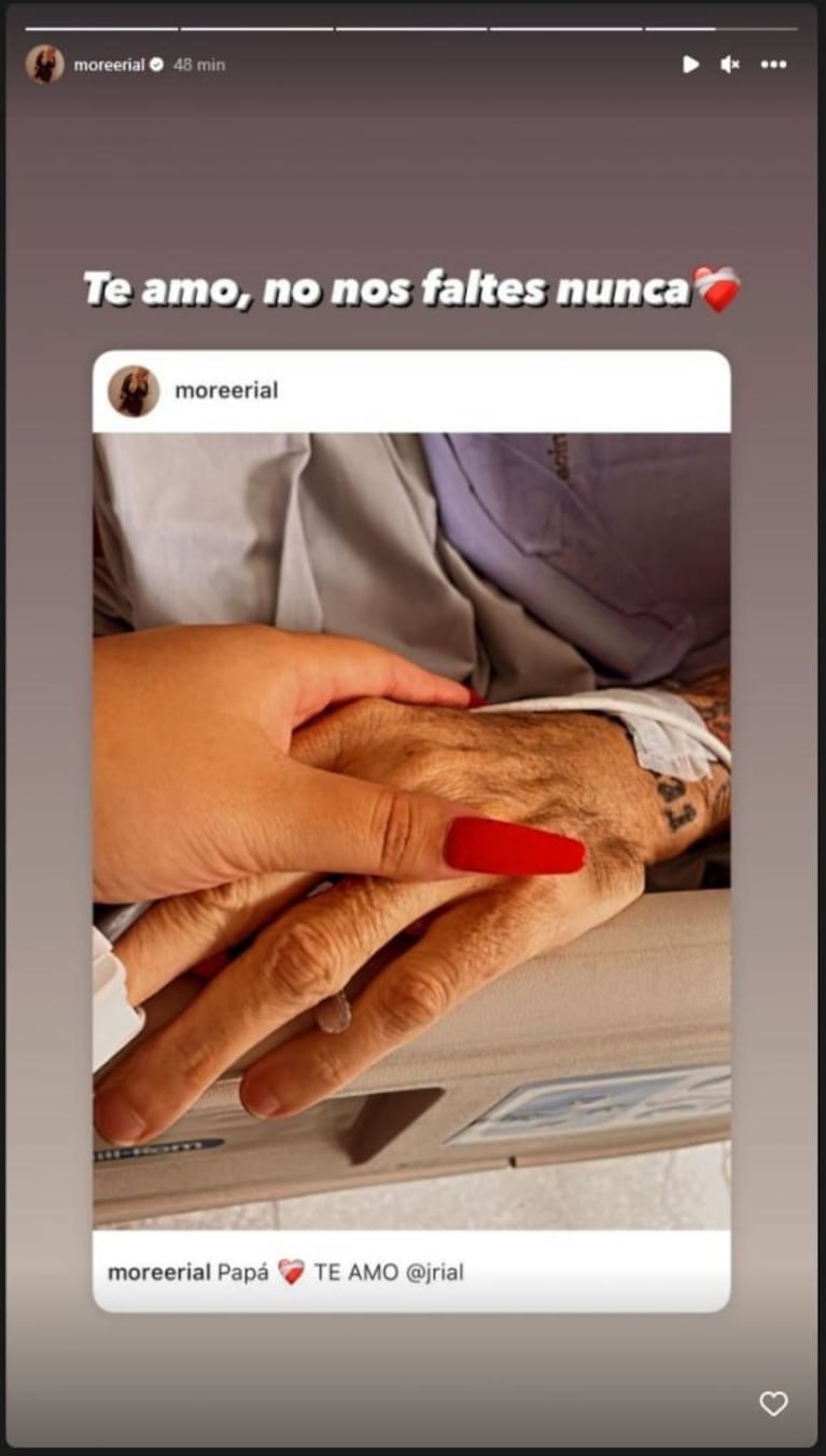 "No nos faltes nunca": el desgarrador posteo de Morena Rial al visitar a su padre tras el episodio cardíaco