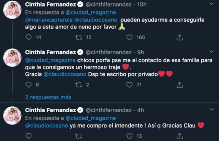 Noble gesto de Cinthia Fernández con el niño que donó sus ahorros para luchar contra el coronavirus