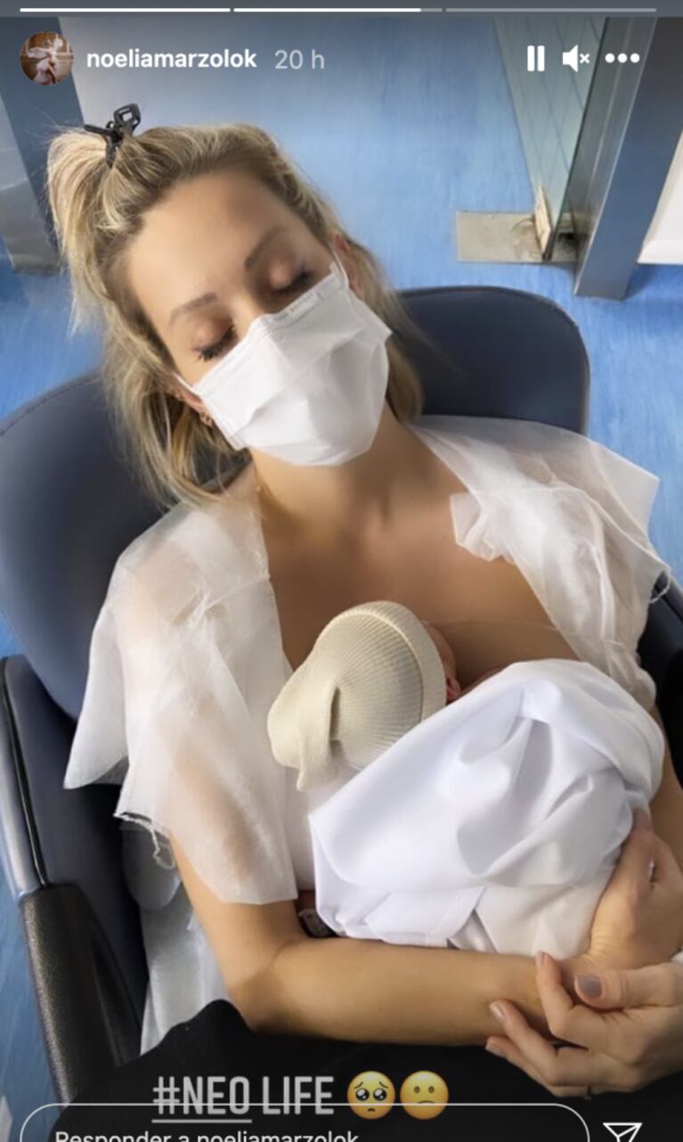 Noelia Marzol compartió una tierna foto de su marido con su hijo recién nacido en neonatología: "Es el mejor"