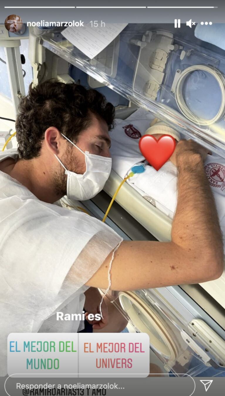 Noelia Marzol compartió una tierna foto de su marido con su hijo recién nacido en neonatología: "Es el mejor"