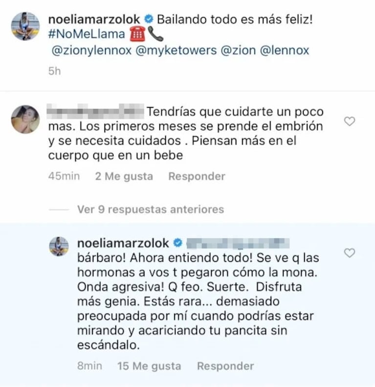 Noelia Marzol fue criticada por bailar embarazada y respondió furiosa: "Todo lo que hago lo aprueba mi médico"