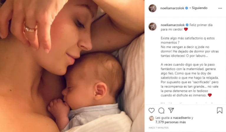 Noelia Marzol lanzó un fuerte descargo sobre la maternidad: "¡No me vengan a decir que les jode no dormir!"