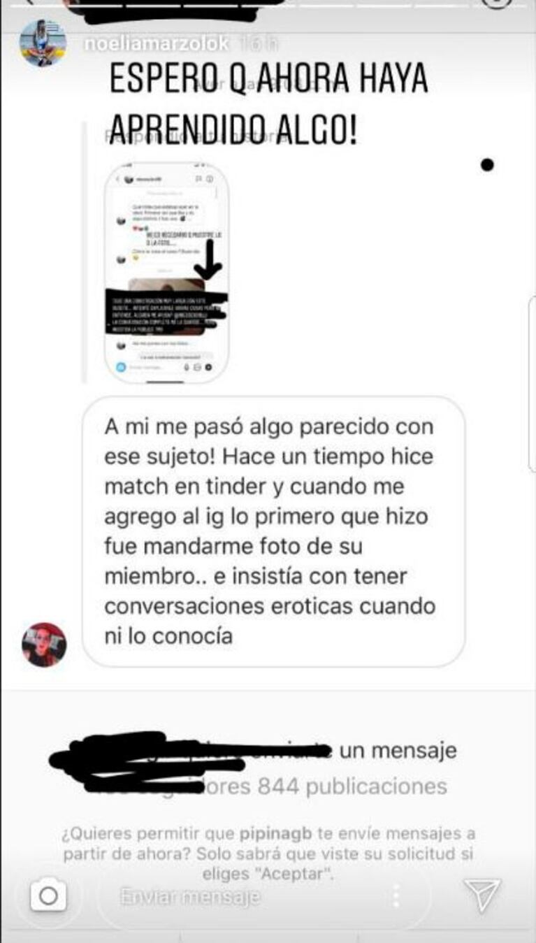 Noelia Marzol mandó al frente a un hombre que le envió una foto de su miembro: "No aprenden más muchachos"