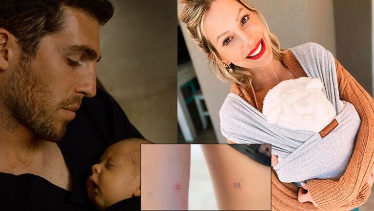 Noelia Marzol mostró que se tatuó las iniciales de su bebé y de su esposo.