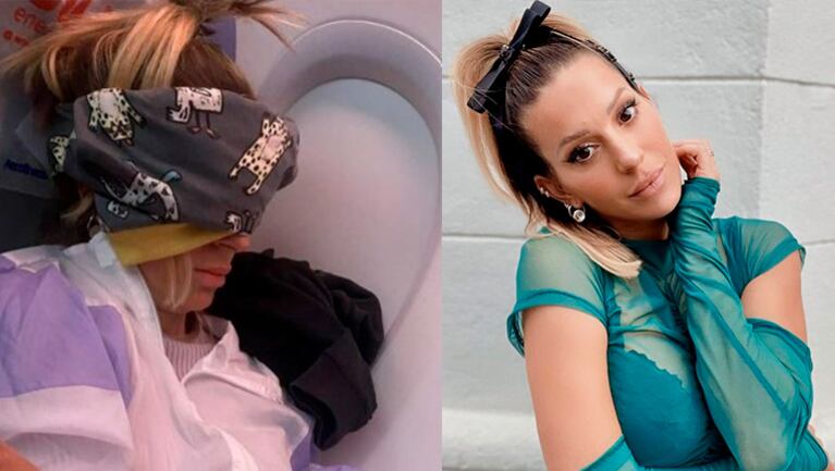 Noelia Marzol reveló lo mal que la pasa viajando en avión con una foto en pleno vuelo.